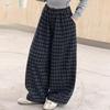 Girls' Wool Plaid Wide-Leg Pants 2026 - Autumn Collection, Mid-to-Large Casual 5-Button Long Pants