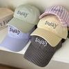 Bow Ribbon Design Striped Baseball Hat Embroidered Cotton Baseball Cap Simple Sun Hat  Street