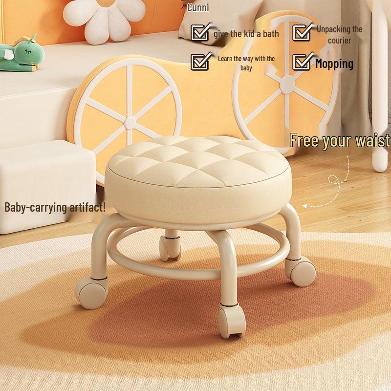 Taburete Acrílico con Ruedas para Niños - Asiento Pequeño y Móvil para Sala de Estar o Habitación Infantil