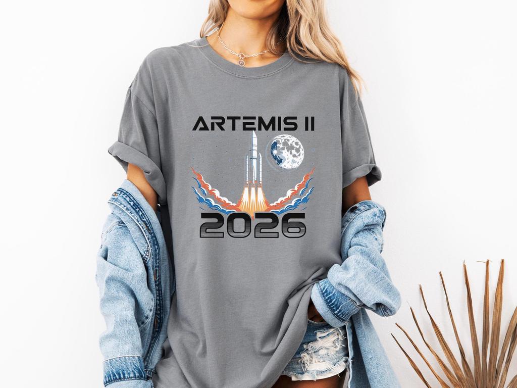 Unisex Artemis 2 Raketenstart T-Shirt Zukünftige Mondmission T-Shirt Weltraumforschung T-Shirt Unisex Damen Baumwoll-T-Shirt Y2K