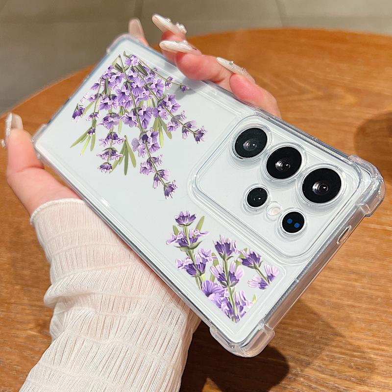 For Samsung S25 Ultra S24 FE S23 A56 A36 A16 A15 A55 A35 Case Shell Floral Pattern Clear Soft Silicone Lens Protection Shockproof Slim Phone Cover