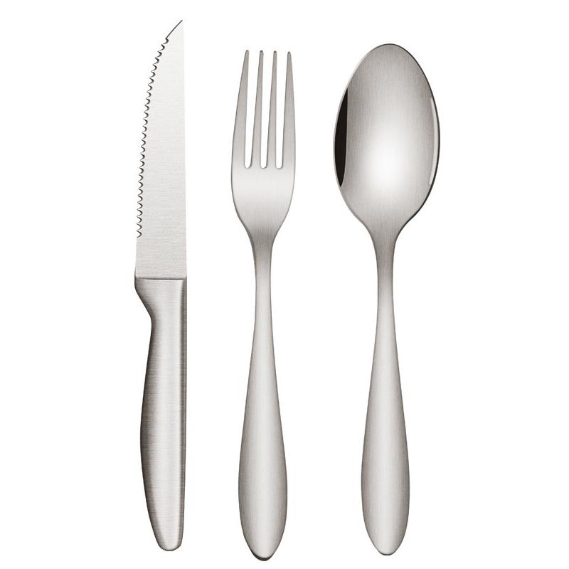 

Матовый серебристый набор столовых приборов из нержавеющей стали 18/8 класса люкс, столовая посуда, нож, кофейная ложка, вилка, столовые приборы, прочный, можно мыть в посудомоечной машине
