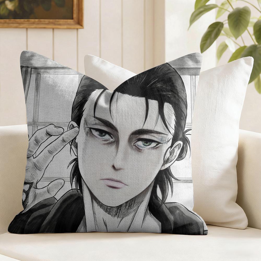 Anime Aattack On Titans Cushion Cover Natural Linen Double Sided Print Throw Pillow Case for Sofa Couch Home Decor