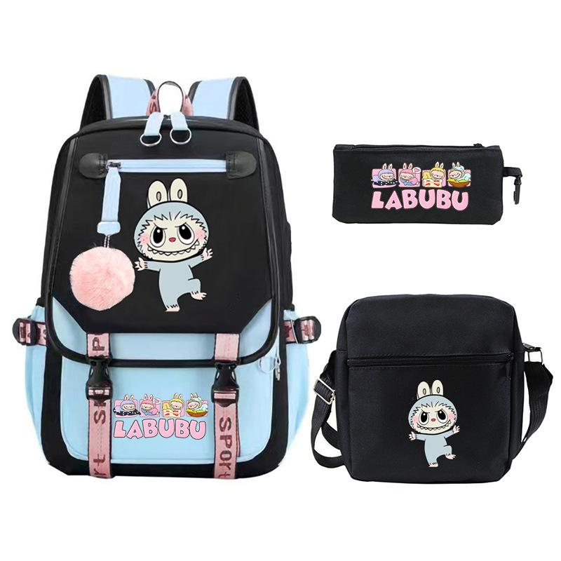 Cartoon Printed Children's Backpack Large Capacity Campus Trend Student Schoolbag Three-piece Set