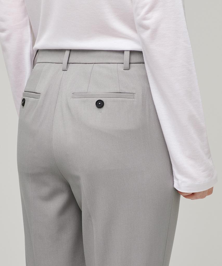 MUSINSA STANDARD WOMAN Women'S Slim Straight Hidden Elastic Waist Slacks [Light Warm Gray]