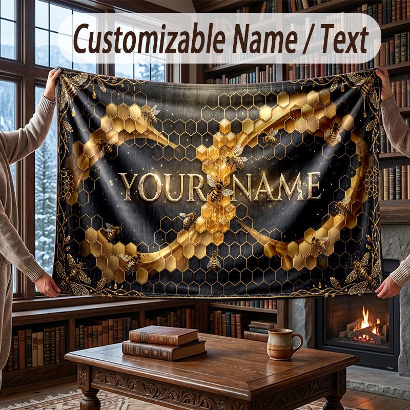 Decorative Artwork Theme Throw Blanket Custom Name Text Personalized Blanket Soft Cozy Blanket for Home Sofa Bed