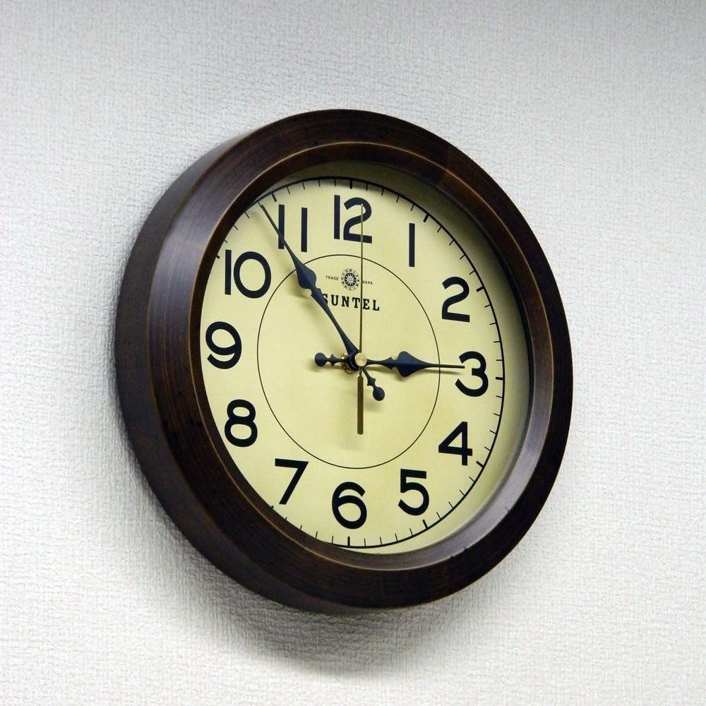 Santel Made in Japan Retro Circle Wall Clock Antique Brown DQL682AN Radio-Controlled