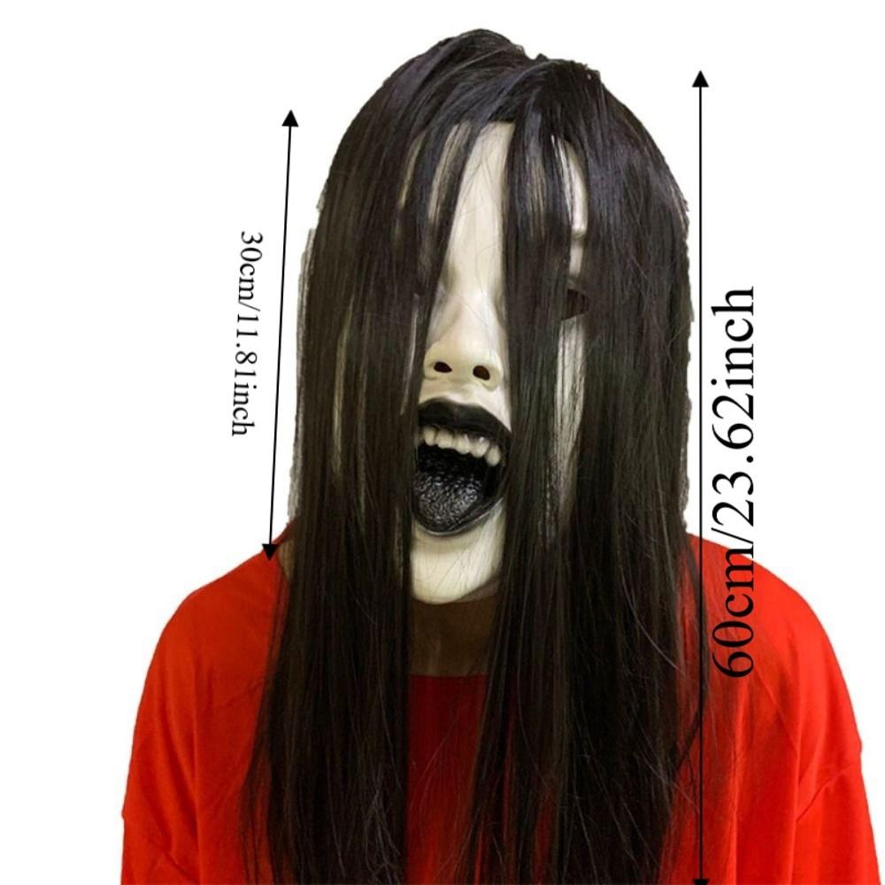 Latex Mask Halloween Decoration Long Hair Party Cosplay Costume Creepier Headgear  Ghost House