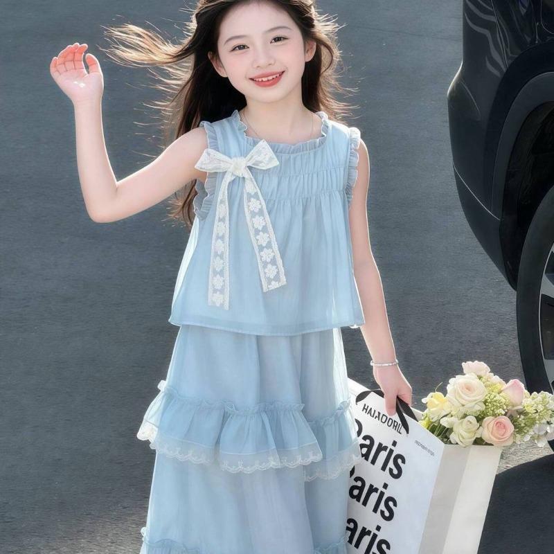Girls' Sweet Set - Summer Children's Princess Top and Skirt Set (Two Pieces)
