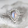 Xiaomi Huitan Elegant Women 2Pcs/Set Ring Imitation Moonstone Fancy Accessories Inlaid Shiny CZ for Party Daily Wedding Trendy Jewelry