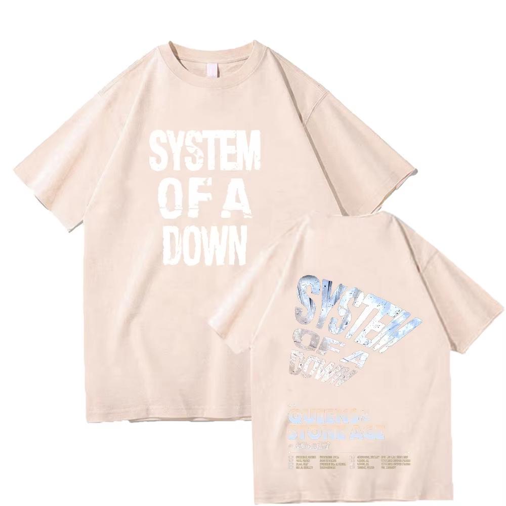 System of A Down Tour 2026 T-shirt Vintage Men's Women Cotton Quality Short Sleeve Tees Male Rock Music Band Clothes High Street