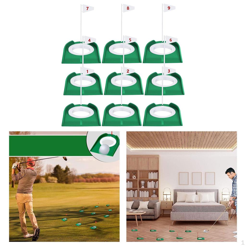 9 Pezzi Tazza e Bandierina per Putt da Golf, Superficie Regolamentare per Allenamento Putt con Bandierina Sport da Pratica