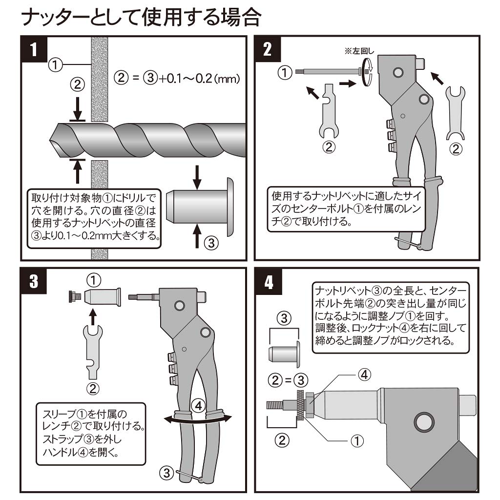 STRAIGHT Riveter Nutter Swivel & Set, Head, 12-755
