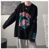 2024 Men's Long-Sleeved T-shirt Autumn Undershirt Long Sleeve Cotton Autumn Hong Kong Style Printing Loose Trendy Top