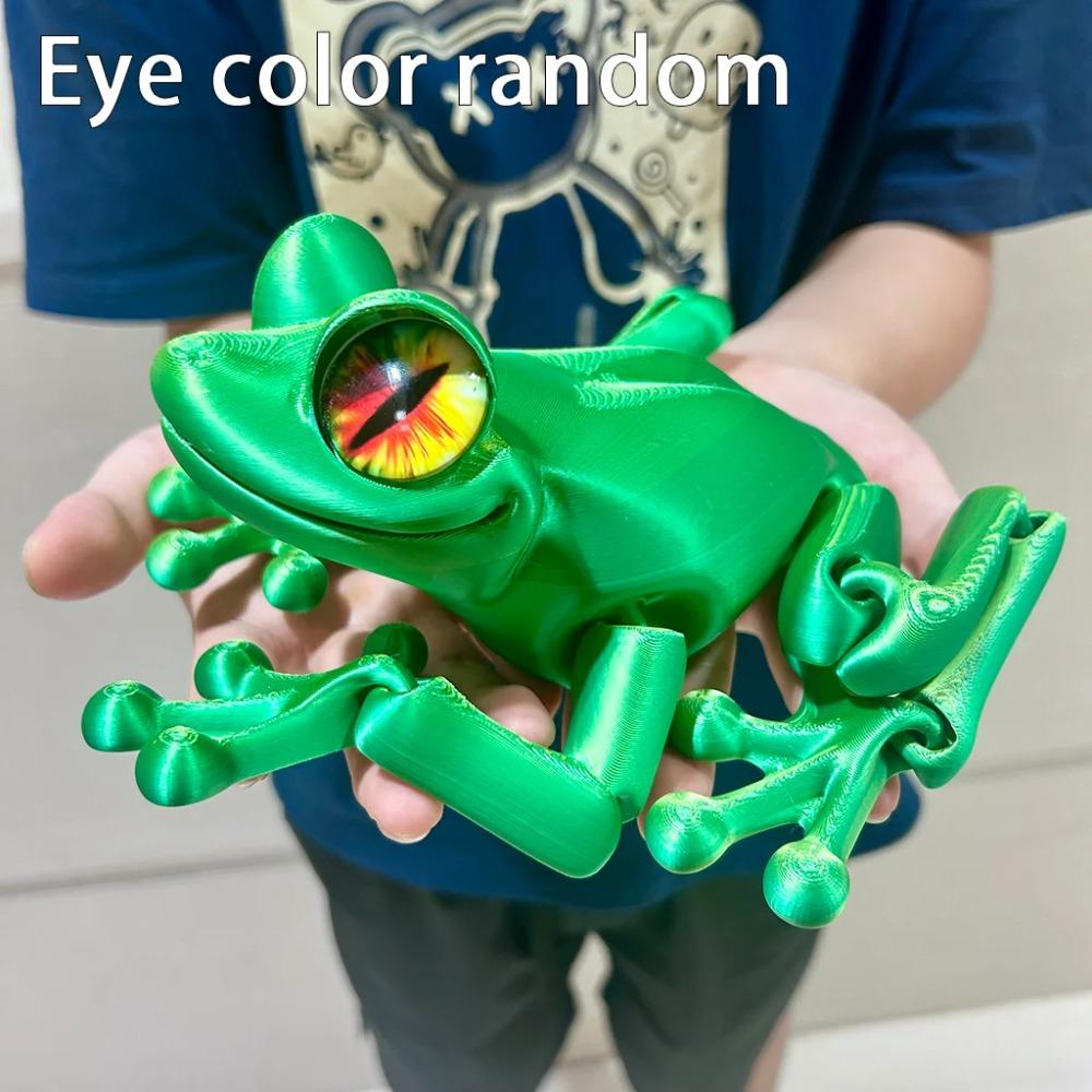 

3D Printed Frog Statue, Flexible 3D Printed Animal, Fidget Action Figures for Home Office Desk Decor 16.5cm 6.5in