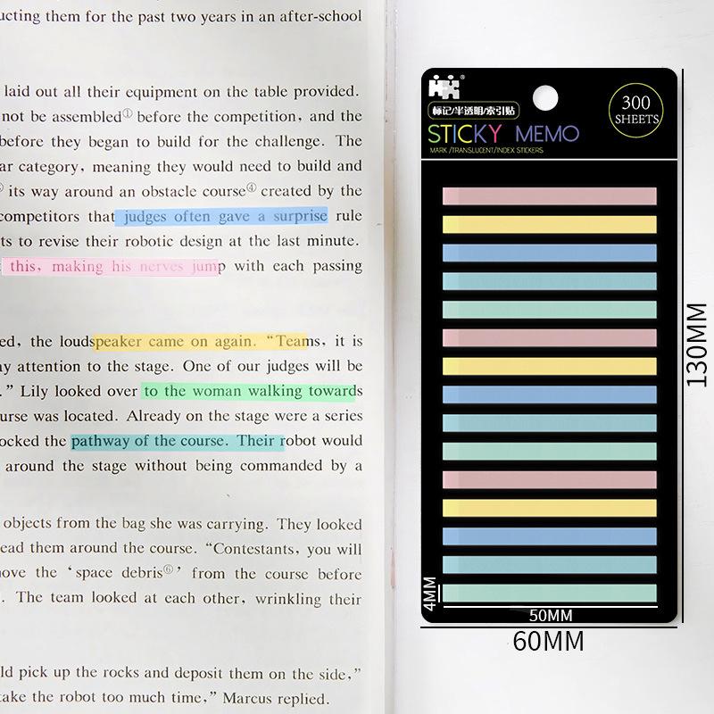 300 Sheets Rainbow Color Index Sticker Memo Pad Post-It Waterproof Transparent Sticky Notes School Supplies Kawaii Stationery