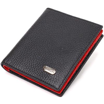 Interesting Purse for Men In a Combination of Two Colors Made of Genuine Grained Leather CANPELLINI 21741 Black