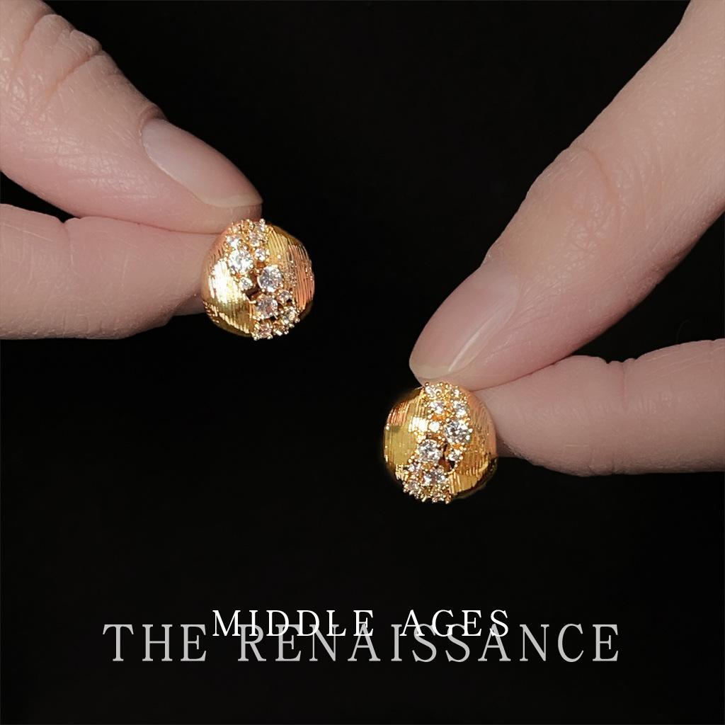 Buccellati Wind~ Zircon Brushed Round Earrings Earrings Ear Jewelry