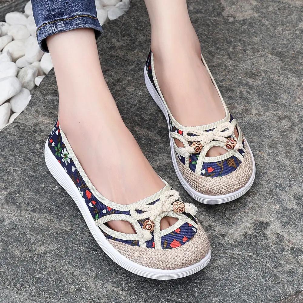 Fashion Ladies Shoes Kawaii Flat With Bow Cute Canvas Women Footwear Slip On Luxury Offer Daily Routine Autumn Korean High Quality 39 A