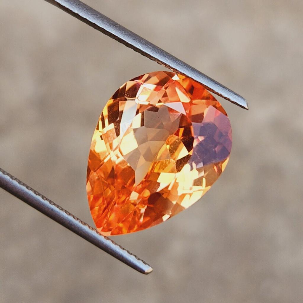 11.30 Ct Natural Certified Orange Padparadscha Pear Cut Gemstone