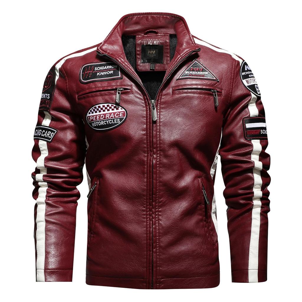 Leather Men's Autumn And Winter Motorcycle Jackets Embroidered Stitching Men's Leather Jackets
