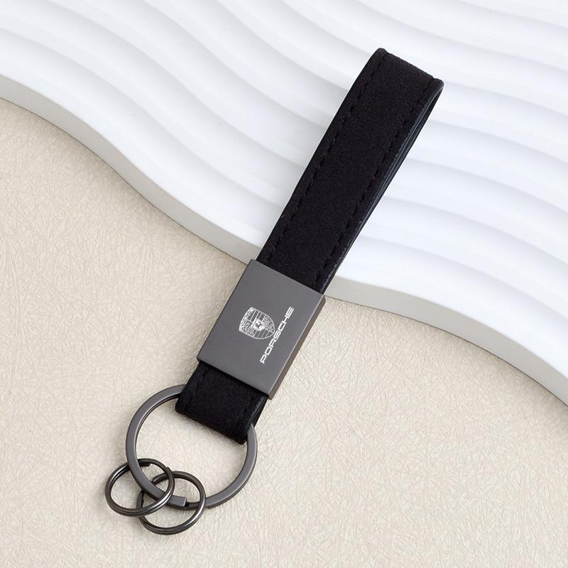 

Suede Metal Car Logo Keychain Keyring Key Ring Decoration Pendant For Porsche 918 911 718 Taycan Panamera Cayenne Boxster Cayman чёрный