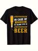 Funny Beer Drinker Gift T Shirt My Blood Type Is Beer Retro Bottle Print Crew Neck Casual Unisex Tee