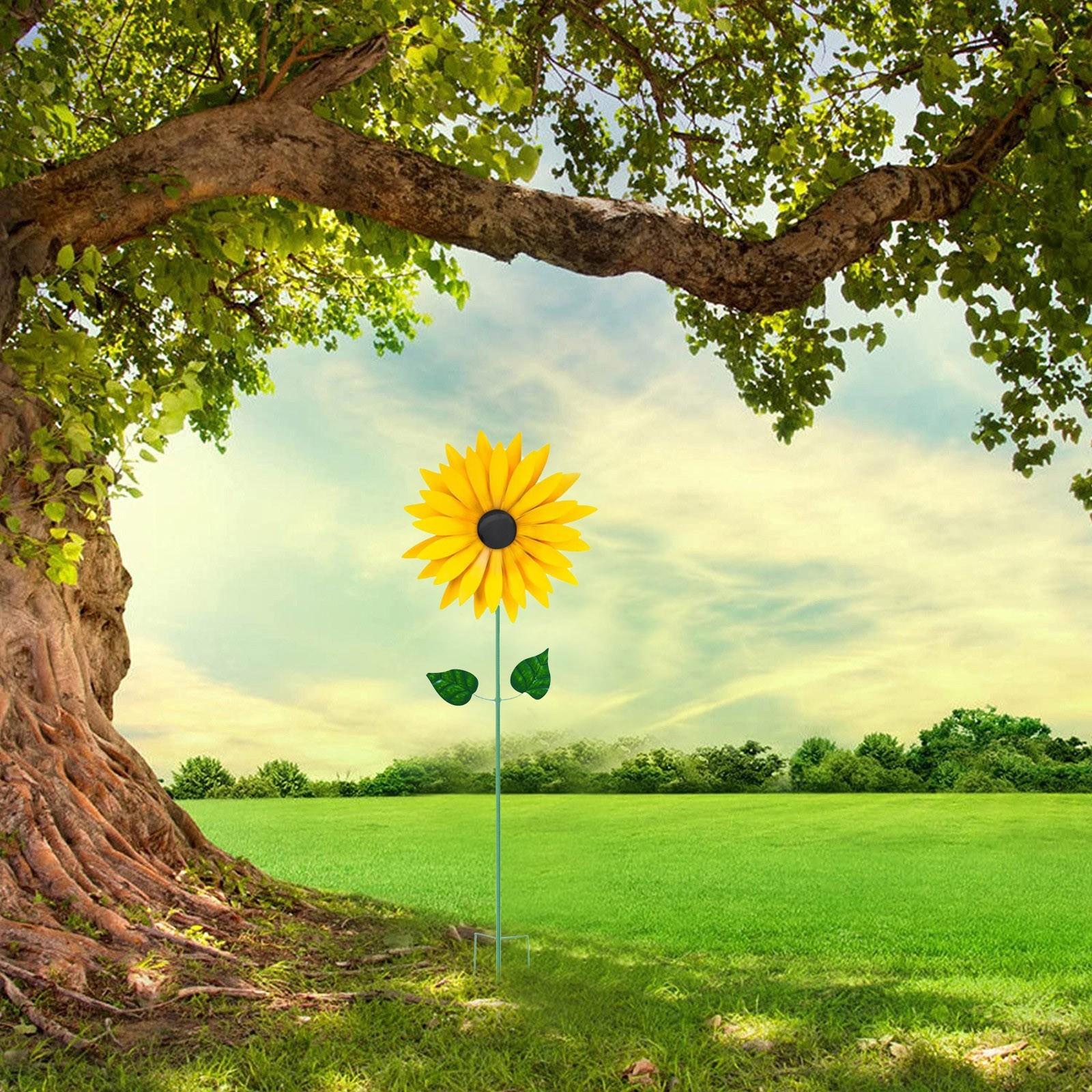 

Outdoor Garden Rotating Windmill Wrought Iron Sun Flower Sunflower Decoration