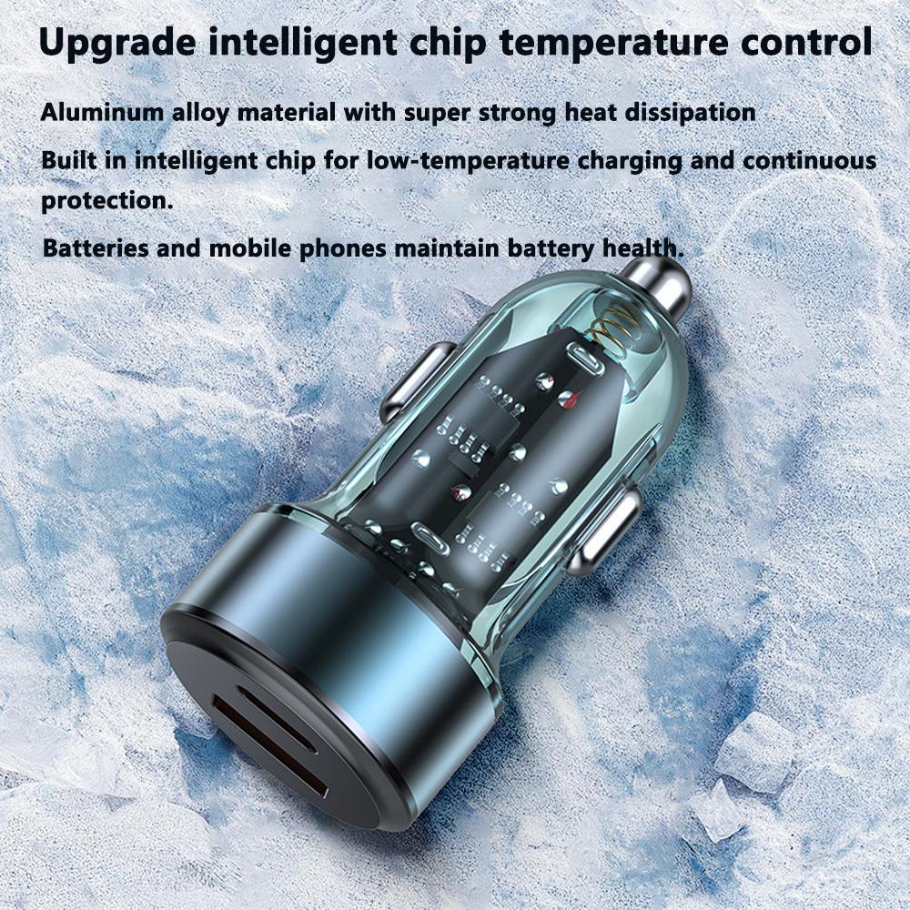 100W Mini Pull Ring Car Charger PD30W QC3.0 Fast Charging USB Type C Car Phone Charger Adapter for Xiaomi Samsung Huawei