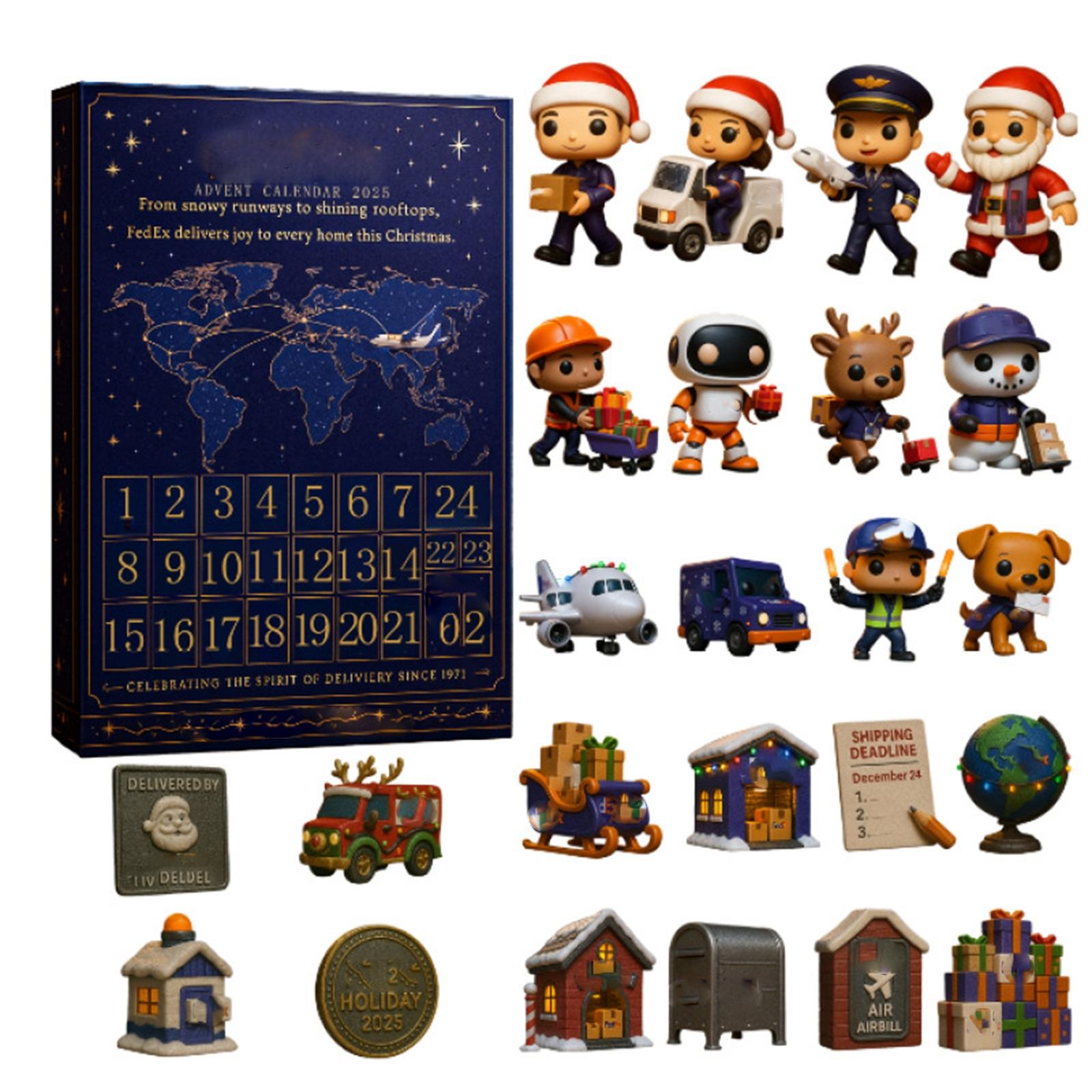 

2D Plane Box 24 Double-sided Printing Pendant Countdown Calendar 24-day Christmas Advent Calendar Acrylic Plane Pendant Blindbox One Size