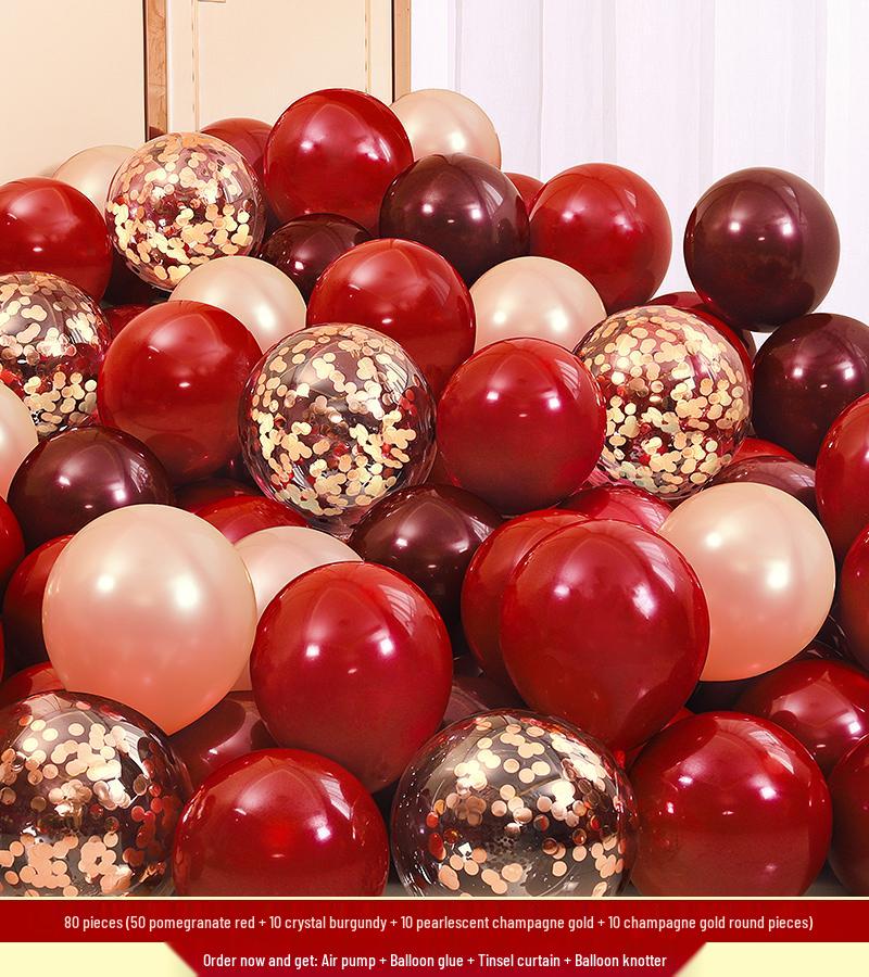 Red Wedding Balloons: Romantic Bedroom & Living Room Decor, Photo Props, Wedding Scene Setup