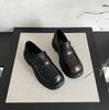 Cowhide Version~ Inside and Outside Genuine Leather Thick-soled Heightening British Style Jk Small Leather Shoes Women's Black One-pedal Lazy Loafers