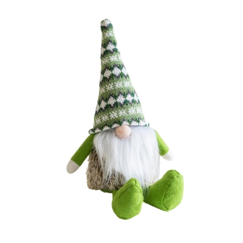 Festival Plush Gnomes Dolls Decoration Unique Plush Long Hat Gnomes Ornament for Enchanting Christmas Fireplaces Setting зелёный