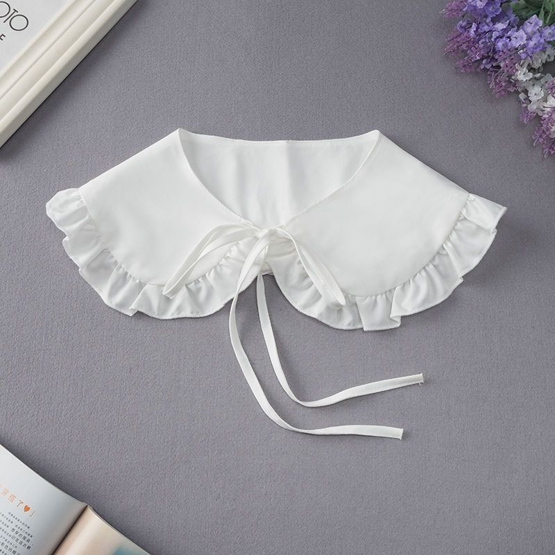 Ruffle Lapel White Fake Collar Women Detachable Collars Scarf False Collar Shirt Tie Plaid Female Removable Dickie Shirt Women