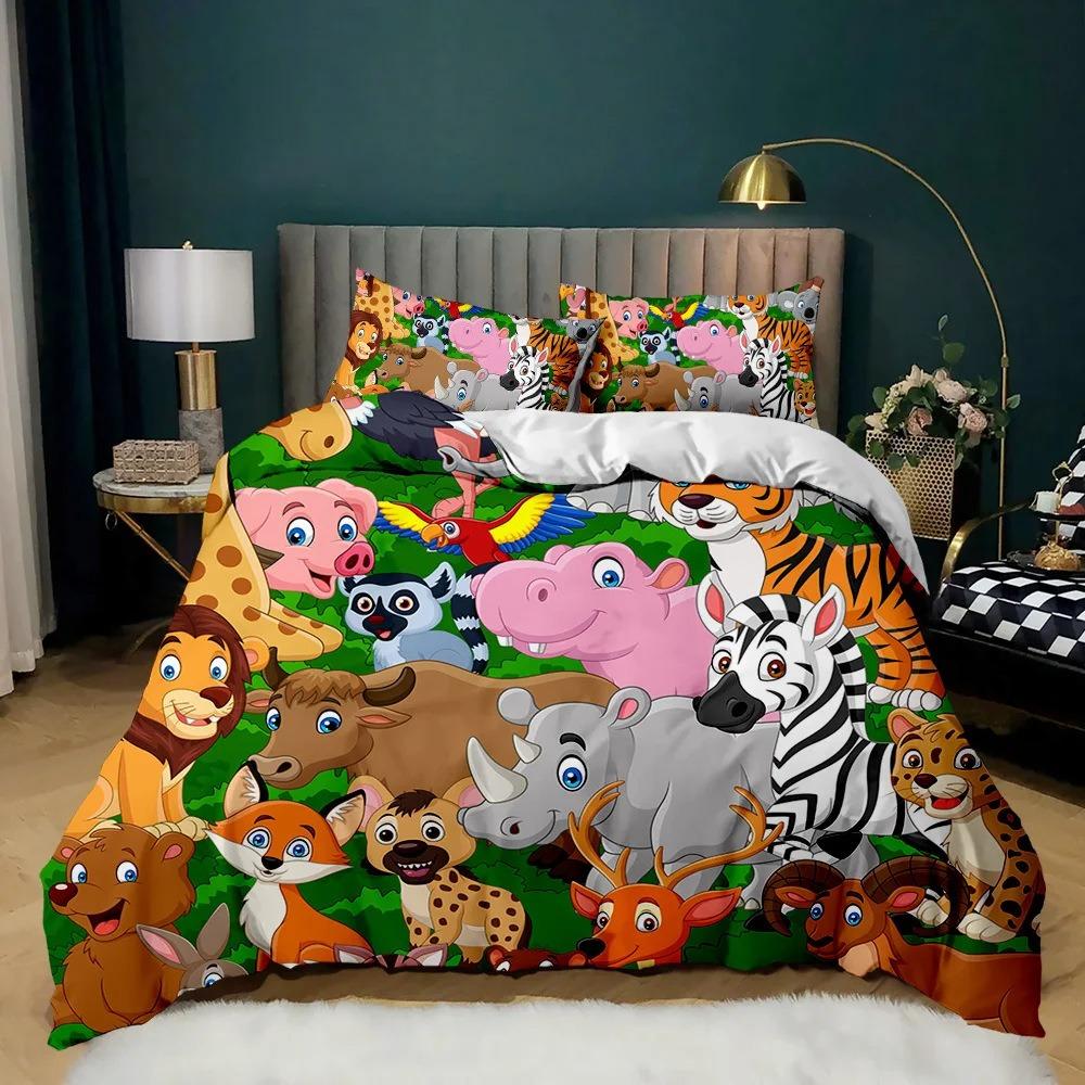 2/3pcs Animal World 3D Bedding Set, Lion Duvet Cover and Pillowcase, King/California King Bedroom Decor, Gift for Boys and Girls