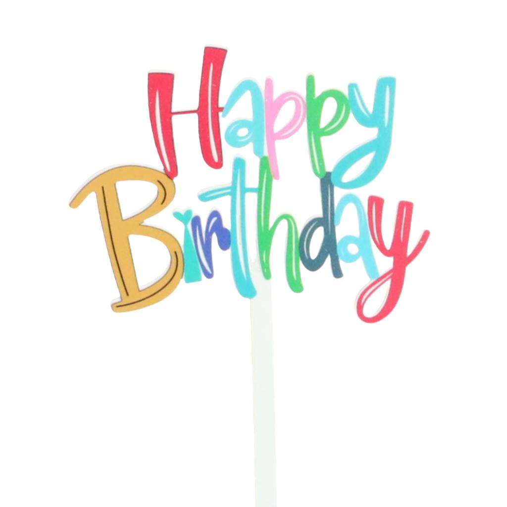 Topper per Torta di Compleanno Acrilico Colorato Stampa Fronte-Retro Decorazioni per Feste di Compleanno Topper per Cupcake per Bambini Adulti