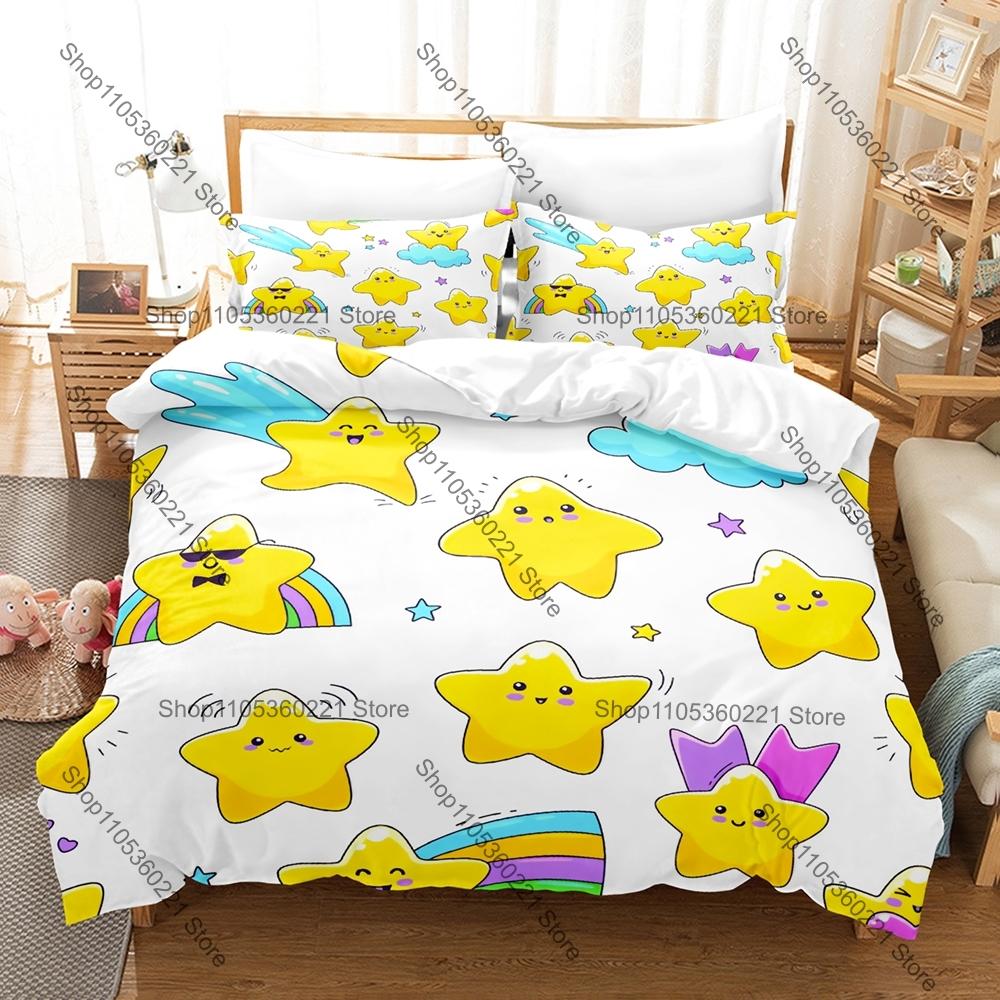 Cartoon Star Bedding Set Single Twin Full Queen King Size Bed Set Adult Bedroom Duvetcover Sets Anime Bed Sheet Set