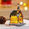 Weihnachten leuchtendes Haus-Ornament, romantische warme Beleuchtung, Kunstharz, kleine Desktop-LED, schneebedeckte Hausdekoration