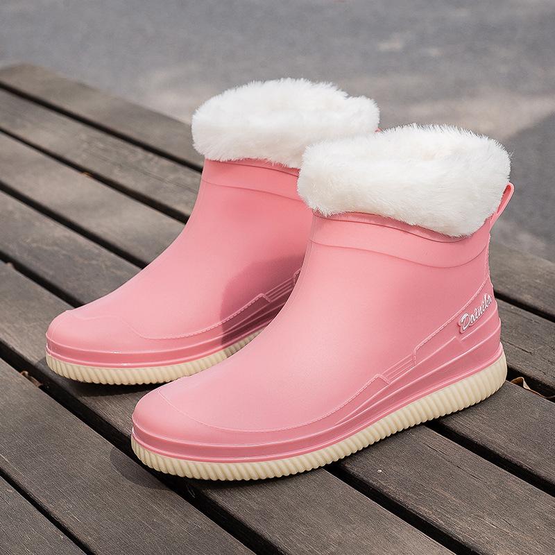 Water shoes women's student rubber shoes non-slip rain shoes warm water boots adult outer wear work rubber shoes