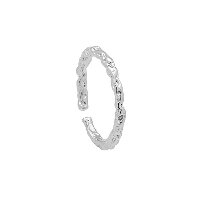 Retro Irregular Bump Texture Plain Ring Ring Opening Fashionable Simple Design Ring Women S Ring opening adjustable