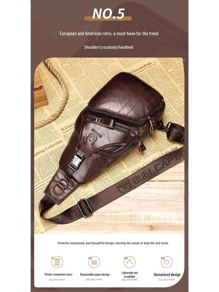 Cow Captain Premium Leder Herren Umhänge-Brusttasche für Tablets und Telefone