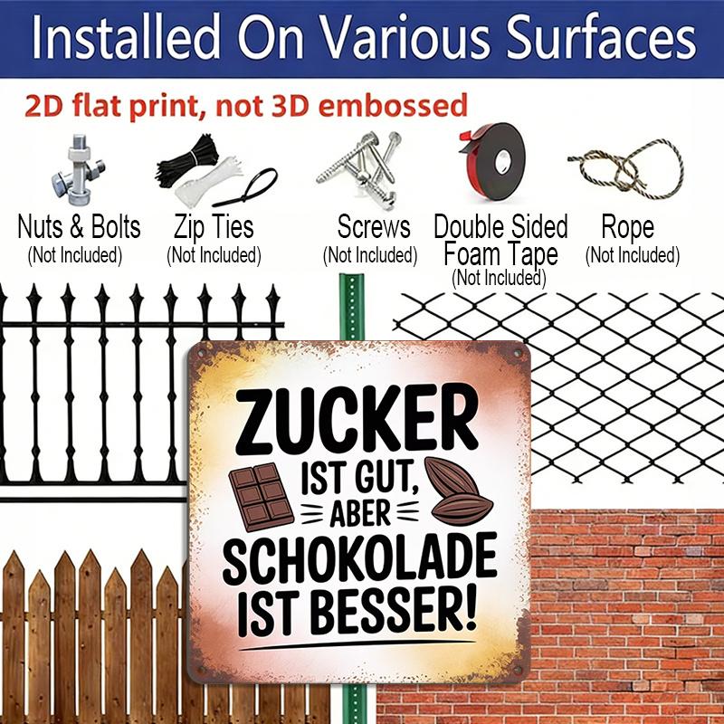 2D Flat - 1pc, Vintage Metal Sign, Outdoor Plaque & Wall Decoration, Chocolate Is Better Sign, German Humorous Kitchen Decor, Chocolate Bar Design