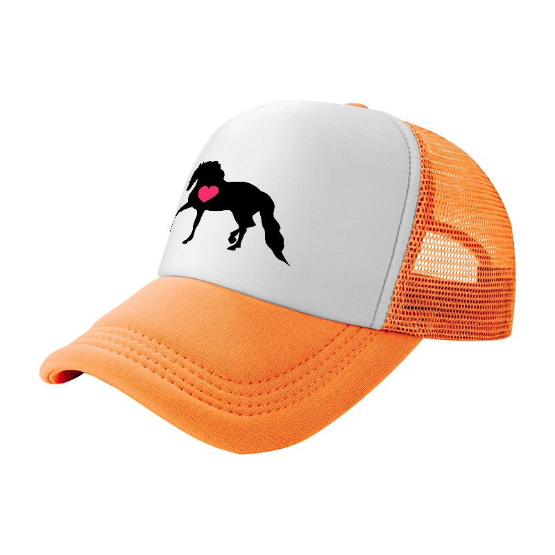 Horse with Heart Logo Mesh Trucker Hat Breathable Adjustable Baseball Cap for Adults and Unisex Fashion Accessory