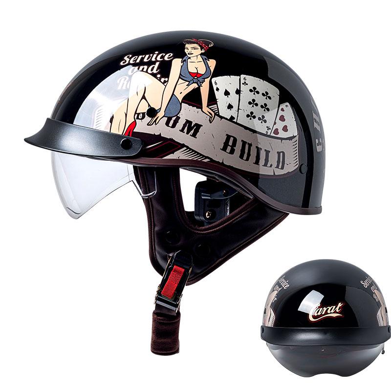 2025 new classic retro motorcycle helmet lightweight ABS material for men and women riding pedal breathable lining half helmet