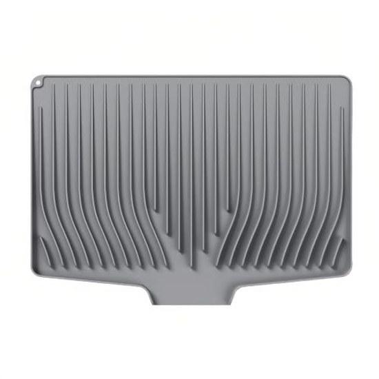 Silicone Draining Mat Kitchen Non-Slip Insulated Heat Resistant Sloped (Gray 48 x 35 cm)