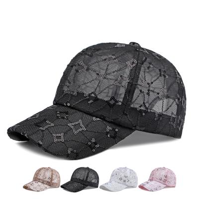 Sequin Hat for Women Summer Mesh Breathable Mesh Cap Baseball Cap Sunscreen Sun Hat Cap for Female