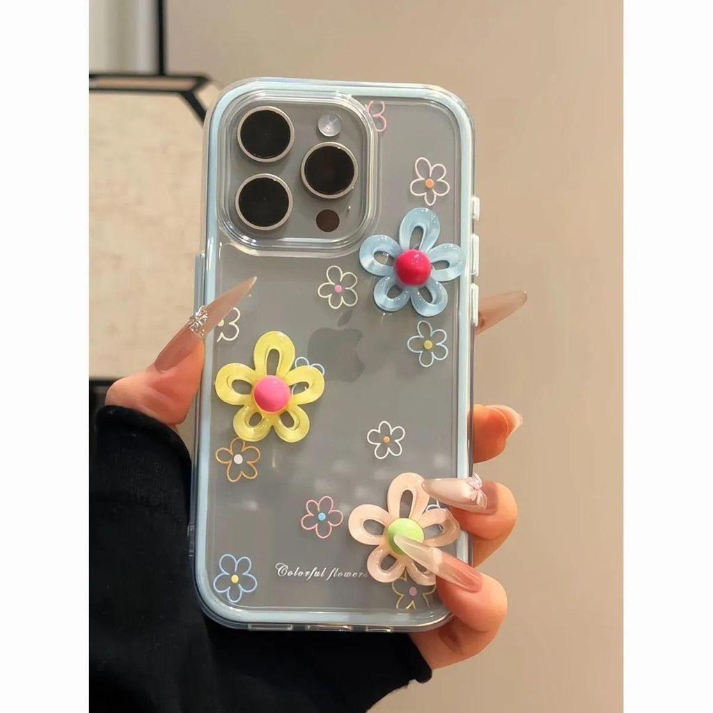 Two-in-One 3D Colorful Flowers Phone Case Compatible with iPhone 17 Pro Max / 16 Pro / 15 / 14 / 13