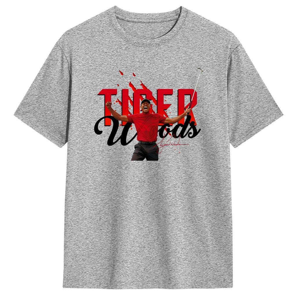 Tigers WWoods Art Cotton TShirt For Unisex Summer Y2K Basic TShirts Novelty Tees Oversize Loose Clothes