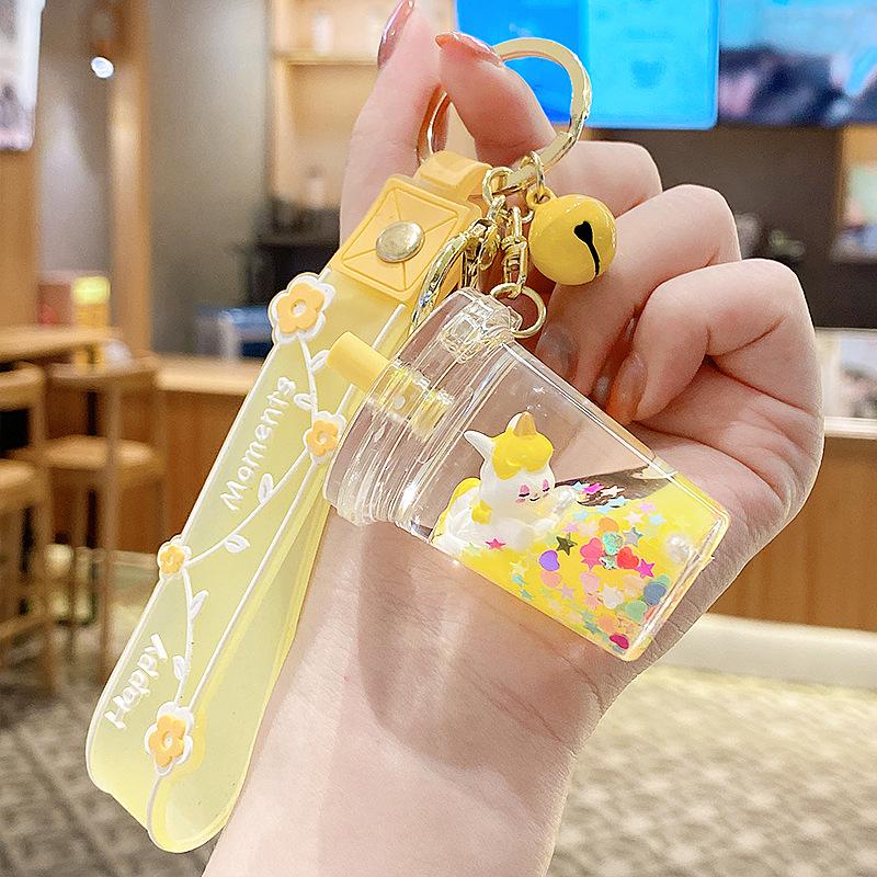 Lila Stern Flüssiger Treibsand Schlüsselanhänger mit Kirschblüten Öl-gefülltem Anhänger - Niedlicher 3D Rucksackanhänger für Frauen