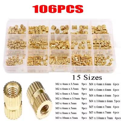 M2-M10 Knurled Threaded Inserts Kit - Brass & Copper Nuts for 3D Printing, Hot Melt Embedment Nuts for DIY Projects